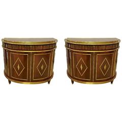 Pair of Russian Neoclassical Demilune Commodes / Consoles in the Style of Jansen
