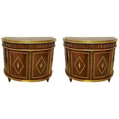 Pair of Russian Neoclassical Demilune Commodes / Consoles in the Style of Jansen