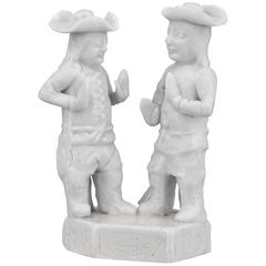 Whistle in the Form of Two Standing European Gentlemen, Blanc De Chine
