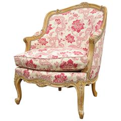 20th Century Finely Carved French Louis XV Style Bergere Lounge Armchair 4