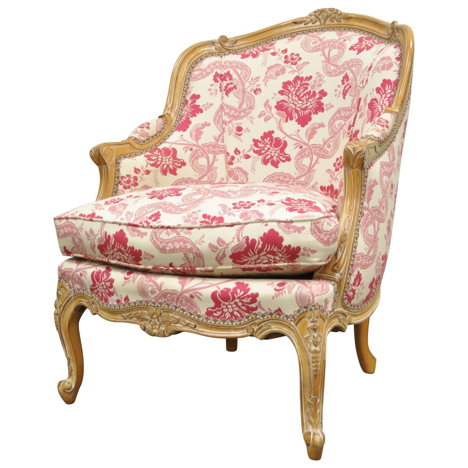 20th Century Finely Carved French Louis XV Style Bergere Lounge