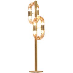 Italian Design Aldo Nason Pulegoso Brass and Glass Floor Lamp for Mazzega