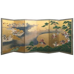 Antique 18th Century Japanese Battle Screen