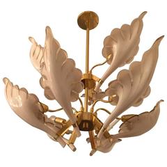 Italian Murano Mid-Century Two-Tier Brass Chandelier 6