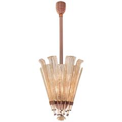 Tomaso Buzzi for Venini, Murano Laguna Glass and Copper Plated Chandelier 10
