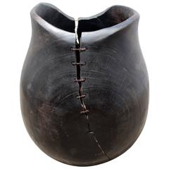 Vase en bois de palmier teinté organique