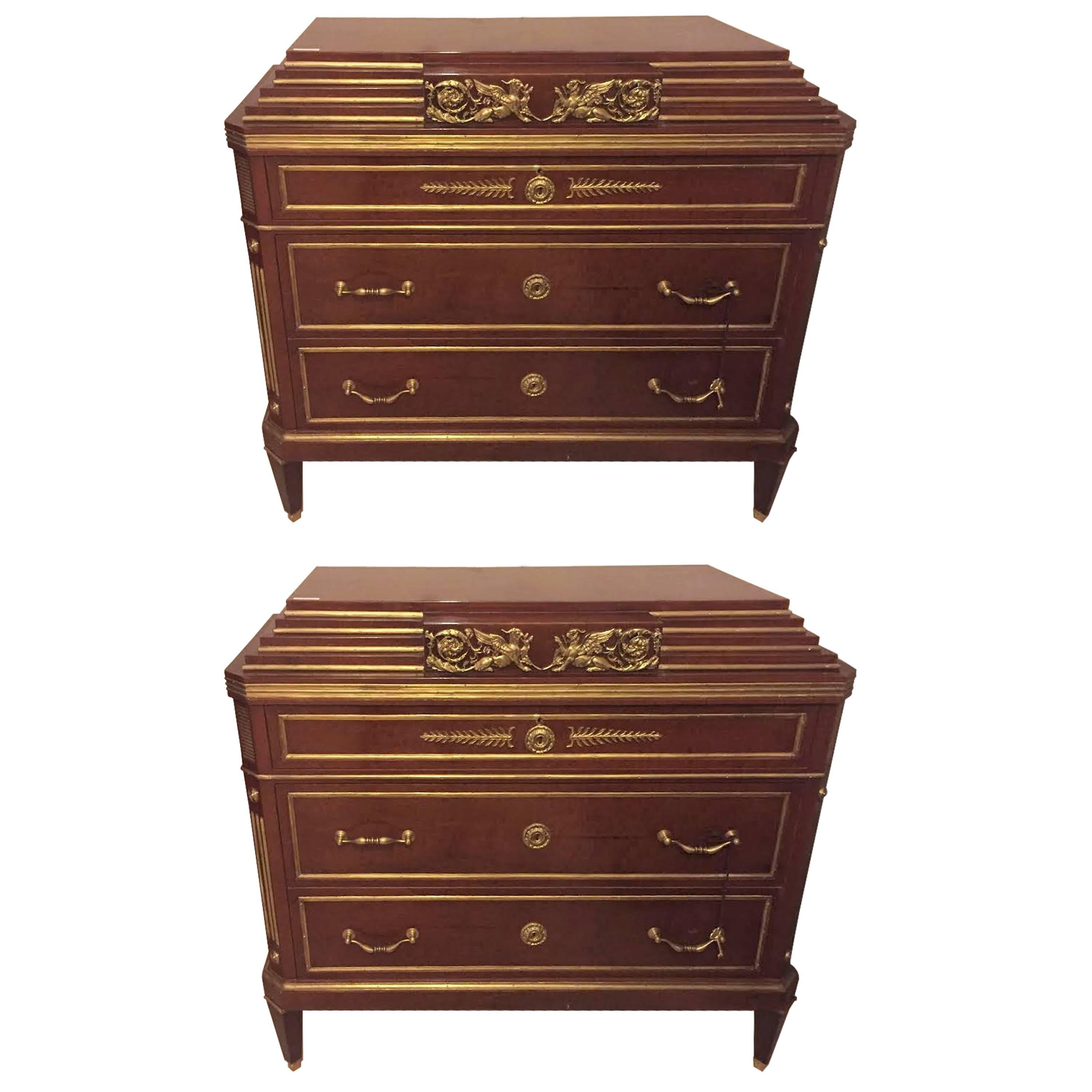 Pair of Step Up Russian Neoclassical Style Commodes