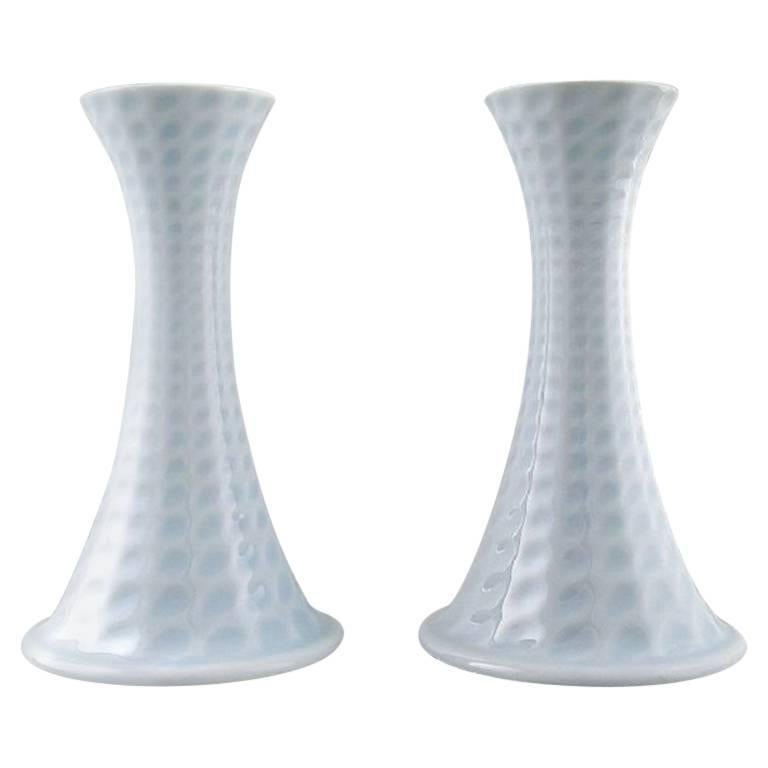 Royal Copenhagen Porcelain Pair of Candlesticks