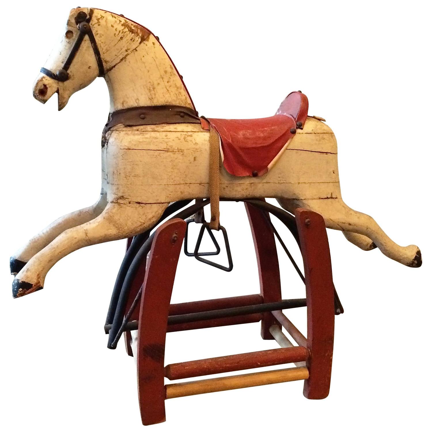 Antique Primitive Folk Art Rocking Horse For Sale at 1stdibs