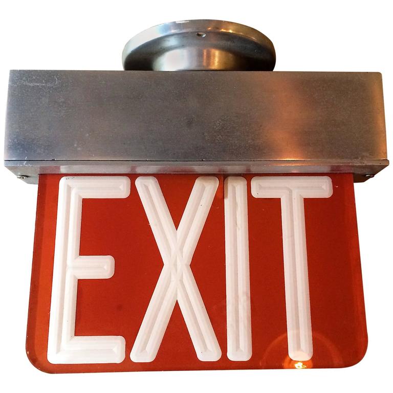 DoubleSided Ceiling Flush Mount Exit Sign Light at 1stdibs