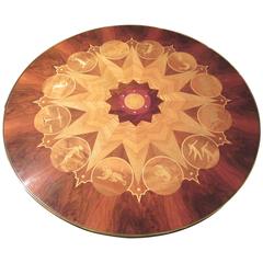 Vintage German Inlaid Marquetry Zodiac Table