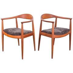 Vintage Pair of Hans Wegner Round Chairs