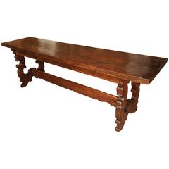 Antique Walnut Wood Console Table from Italy, 1600s