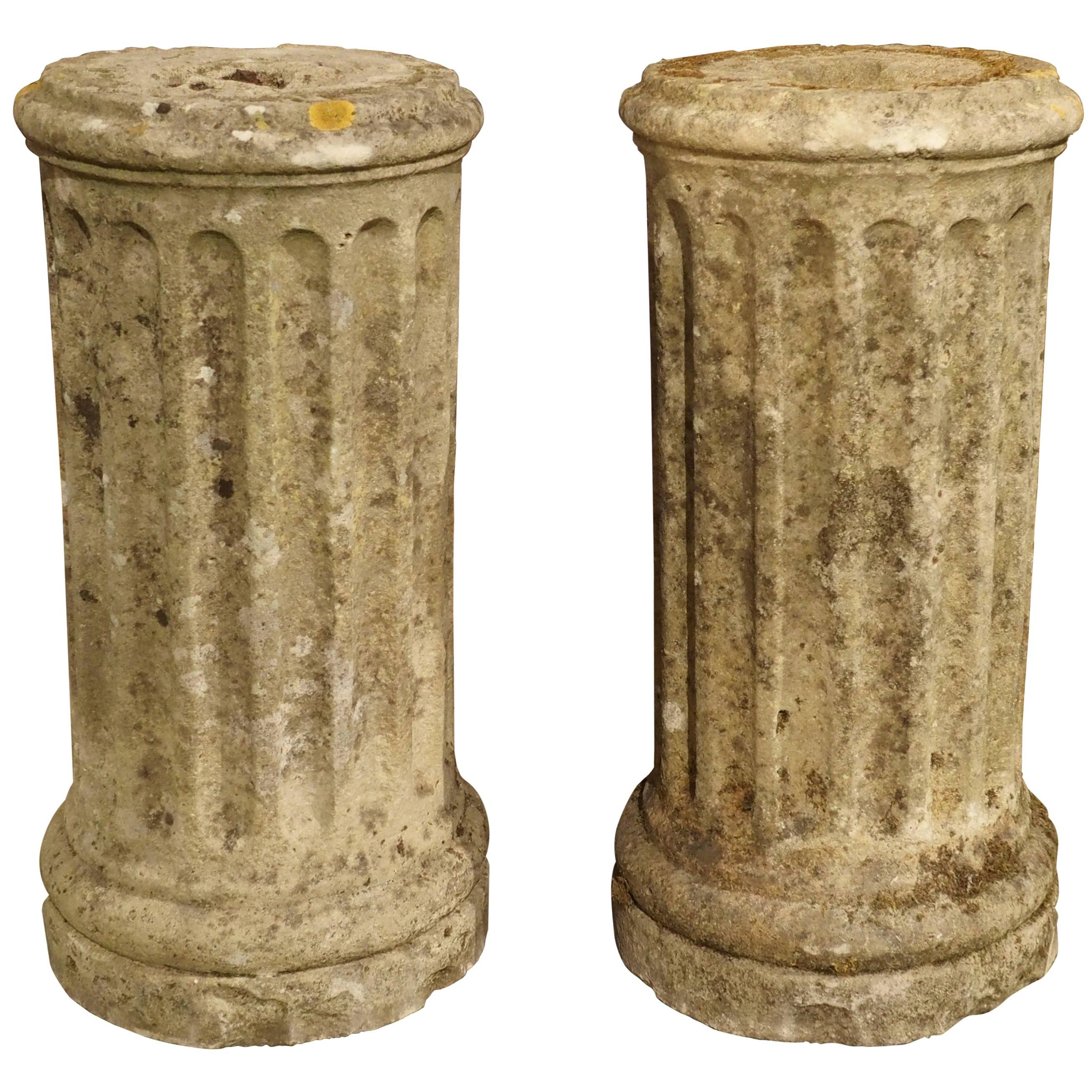 Pair of Small Period Louis XVI Stone Columns, circa 1785