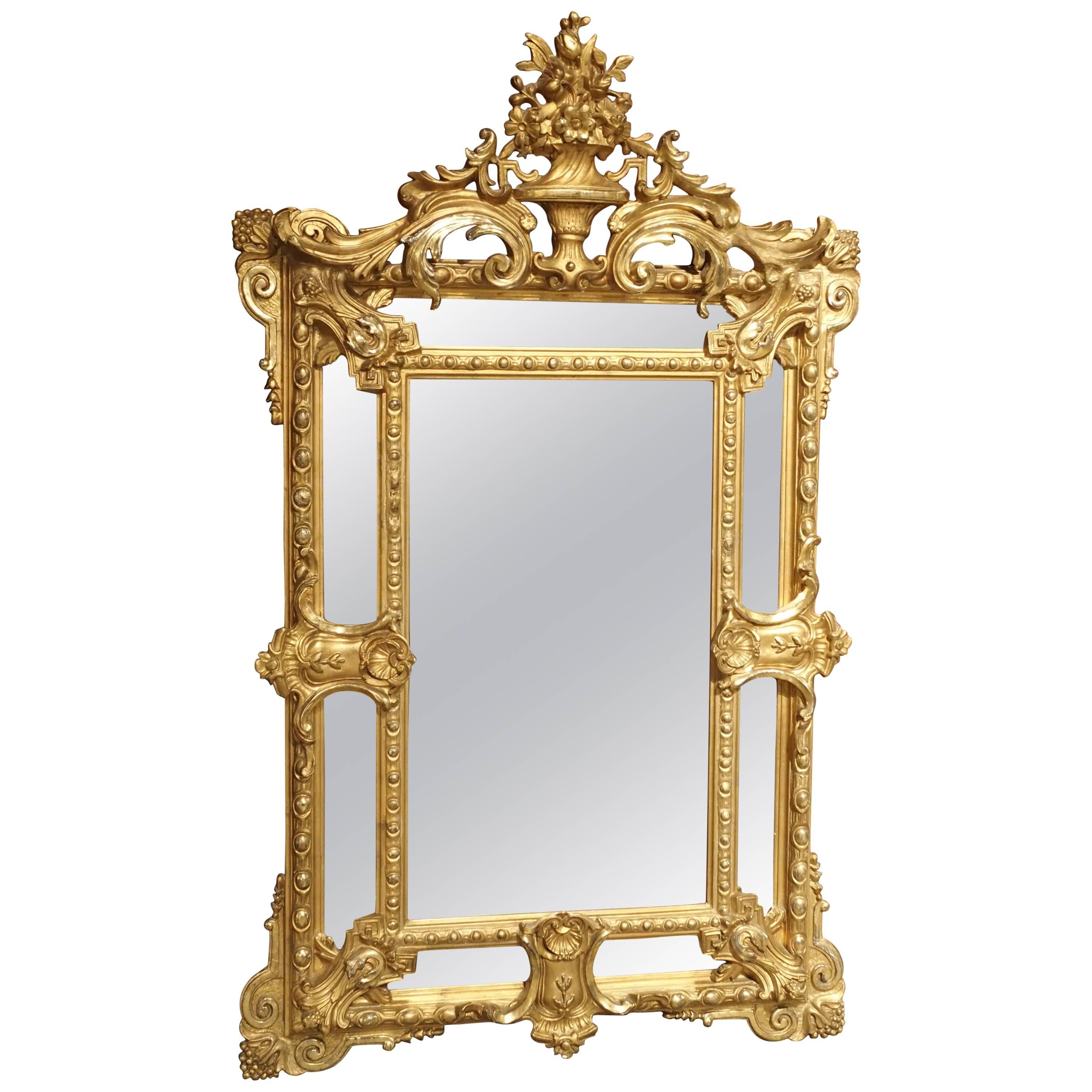 Antique Gilded Louis XV Style Mirror, 19th Century