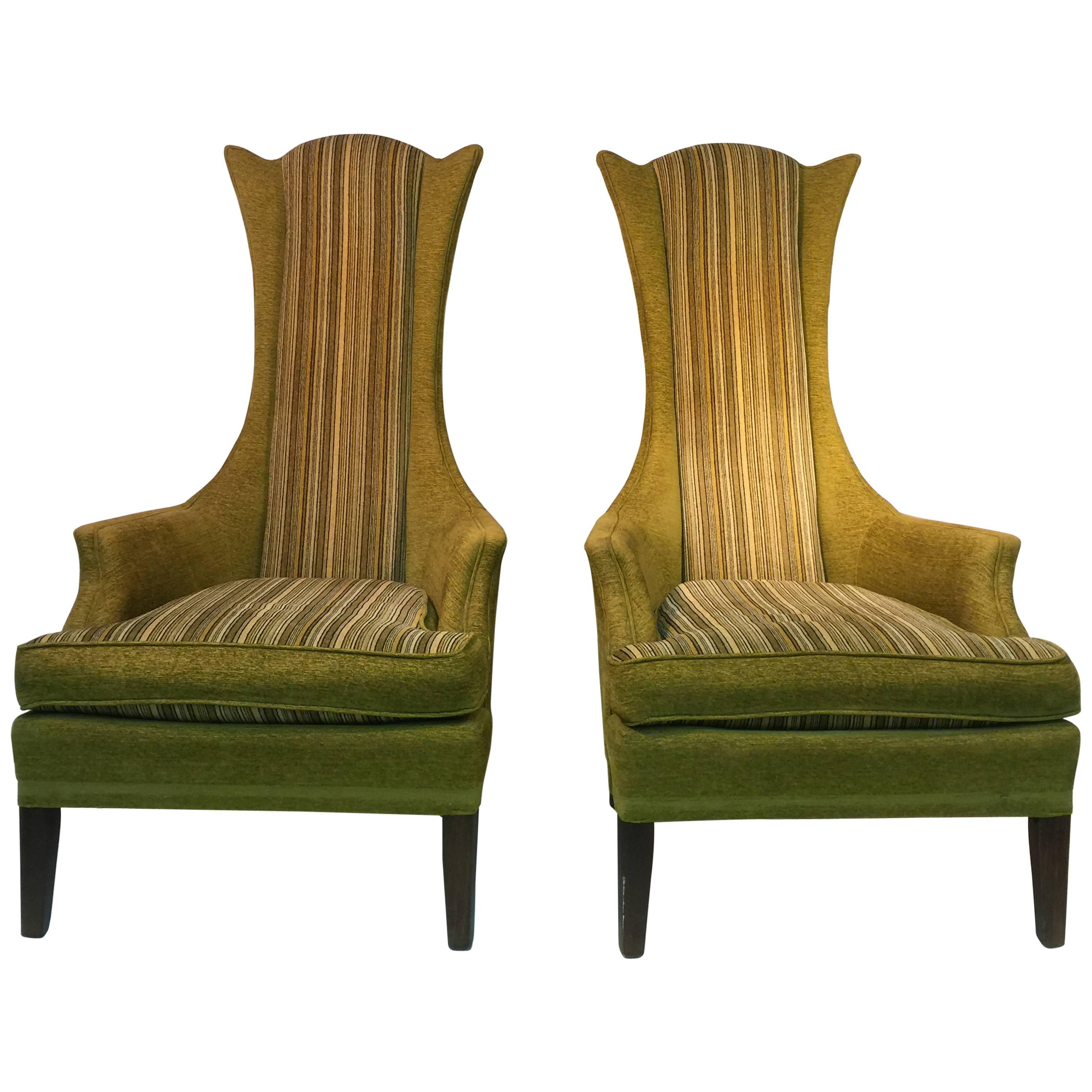 Unusual Pair of High Back Chairs by Adrian Pearsall & in the Style of Parzinger For Sale