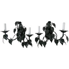 Tole Vine Electrified Wall Sconces, Pair 12