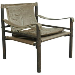 1960s Arne Norell "Sirocco" Brown Leather and Rosewood Safari Chair