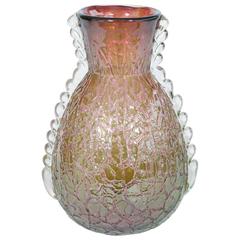 Italian Venetian Vase in Murano Glass in Pink and Green