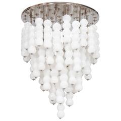 Italian Chandelier in White Murano Glass, Mazzega, 1980s 4