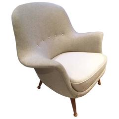 Swedish Mid-Century Modern Divina Armchair in Grey Wool