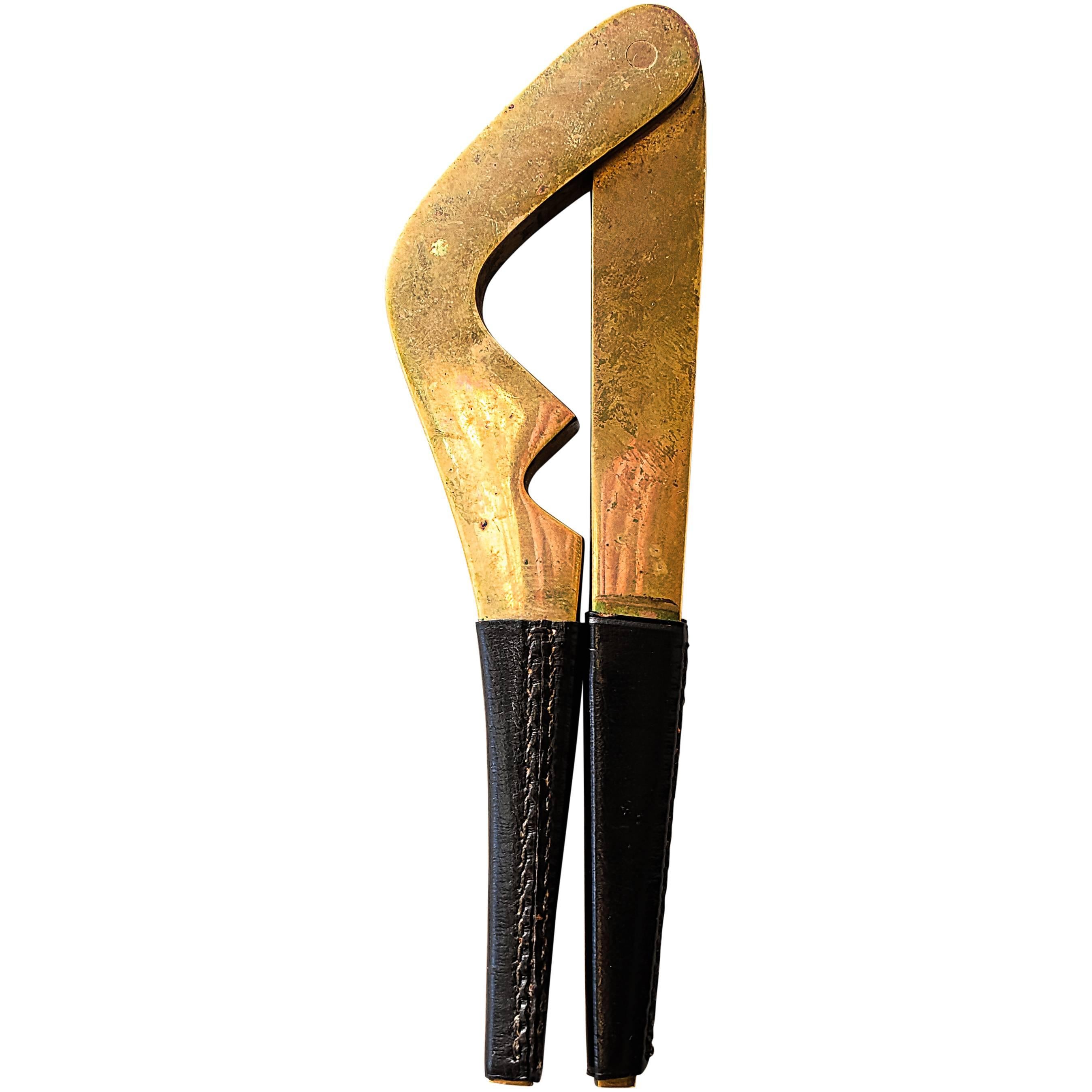 Carl Auböck Nutcracker with Leather Handles, 1950s For Sale