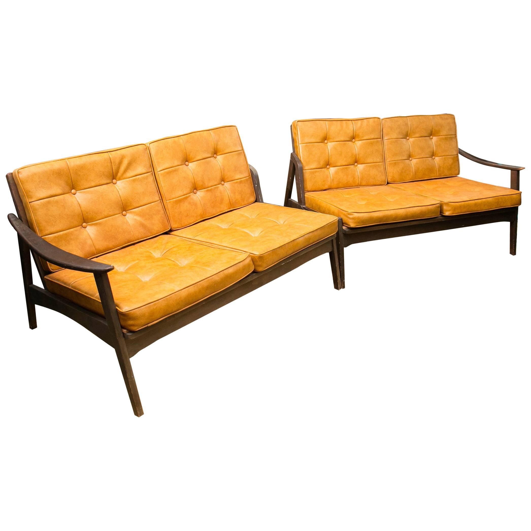 Danish Teak Mid-Century Modern Leatherette