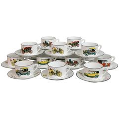 "Enjoy The Ride" 1900s Style Rare Vintage Cars 30 Piece Colorful Limoges Coffee