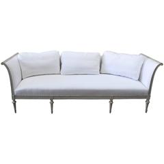 19th Century Gustavian Style Original Pale Green Painted Sofa from Sweden 4