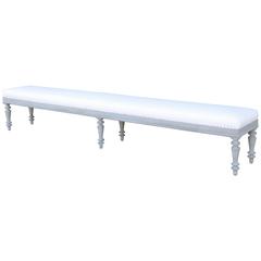 19th Century French Walnut Bench Painted Grey from Belgian Castle 12