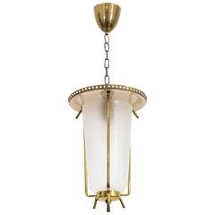 Austrian Brass and Textured Glass Lantern, 1950s 8