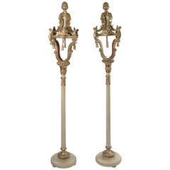 Pair of Italian Painted and Giltwood Torchères, Mid-19th Century, circa 1850