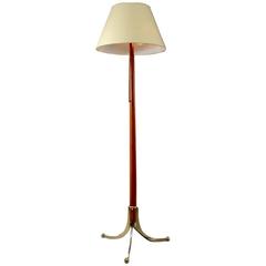 Josef Frank, Early and Rare Austrian Walnut and Brass Observatory Floor Lamp