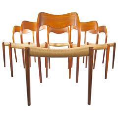 Set of FOUR Niels Otto Moller #71 Teak and Papercord Chairs