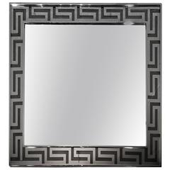 Chrome and Glass Greek Key Mirror, 1970s 6