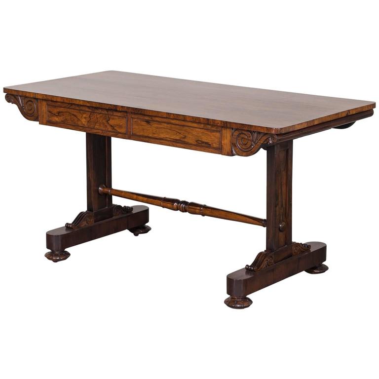 Antique English William IV Rosewood Library Table, circa 1835 at