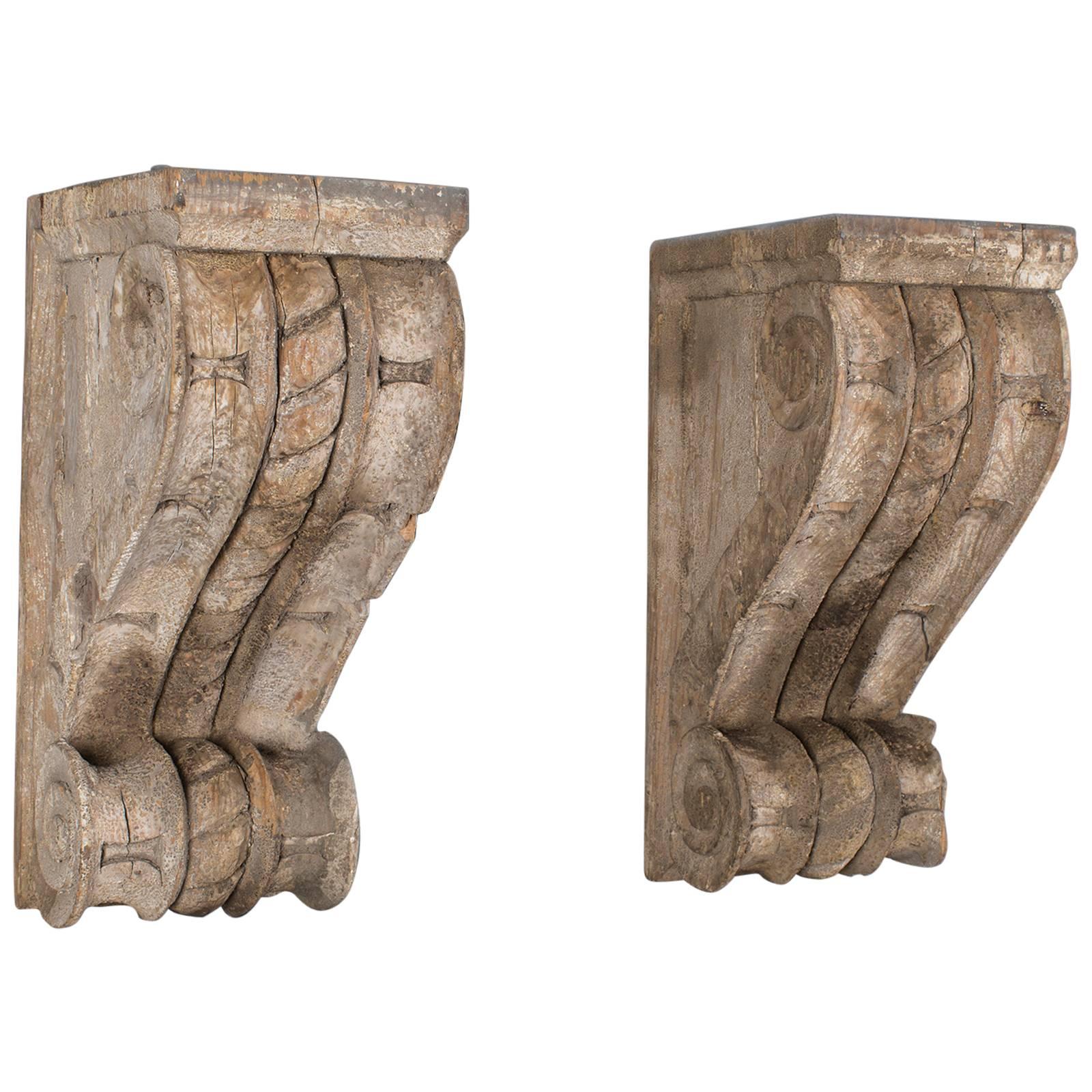 Pair of Antique French Wall Brackets Corbels, circa 1850