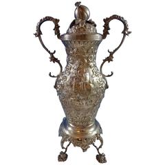 Repousse by Kirk Sterling Silver Hot Water Urn Architectural Scene