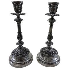 Grande Imperiale Buccellati Sterling Silver Candlesticks Pair, Italy Hollowware