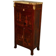 19th Century French Marquetry Inlaid Secretaire Abattant