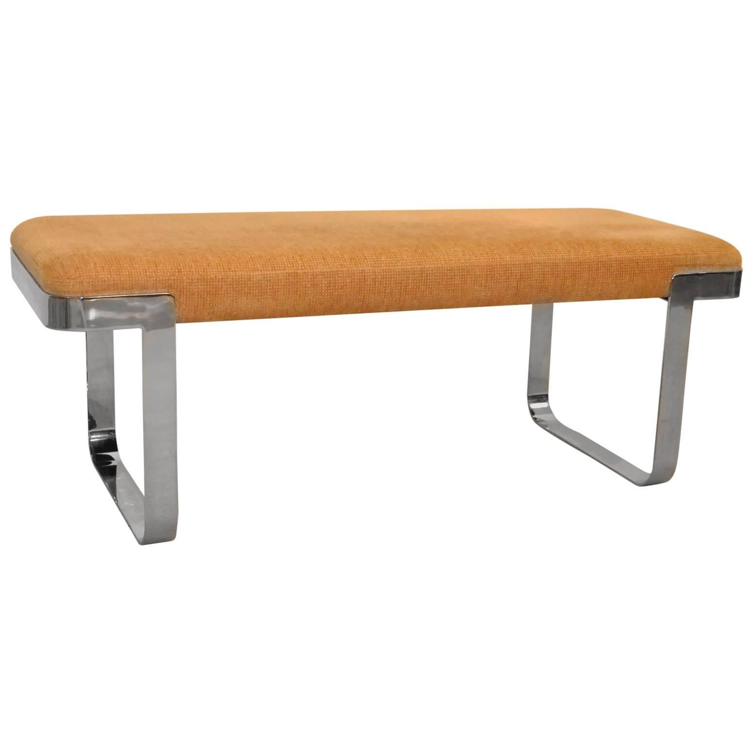 Mid-Century Modern Milo Baughman Style Chrome Bench by Tri-Mark Designs