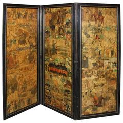 19th Century Victorian Three Part Decoupage Dressing Screen 3