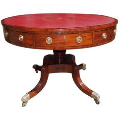 English Regency Mahogany Leather Top Ebony Inlaid Rent Table, Circa 1790 10