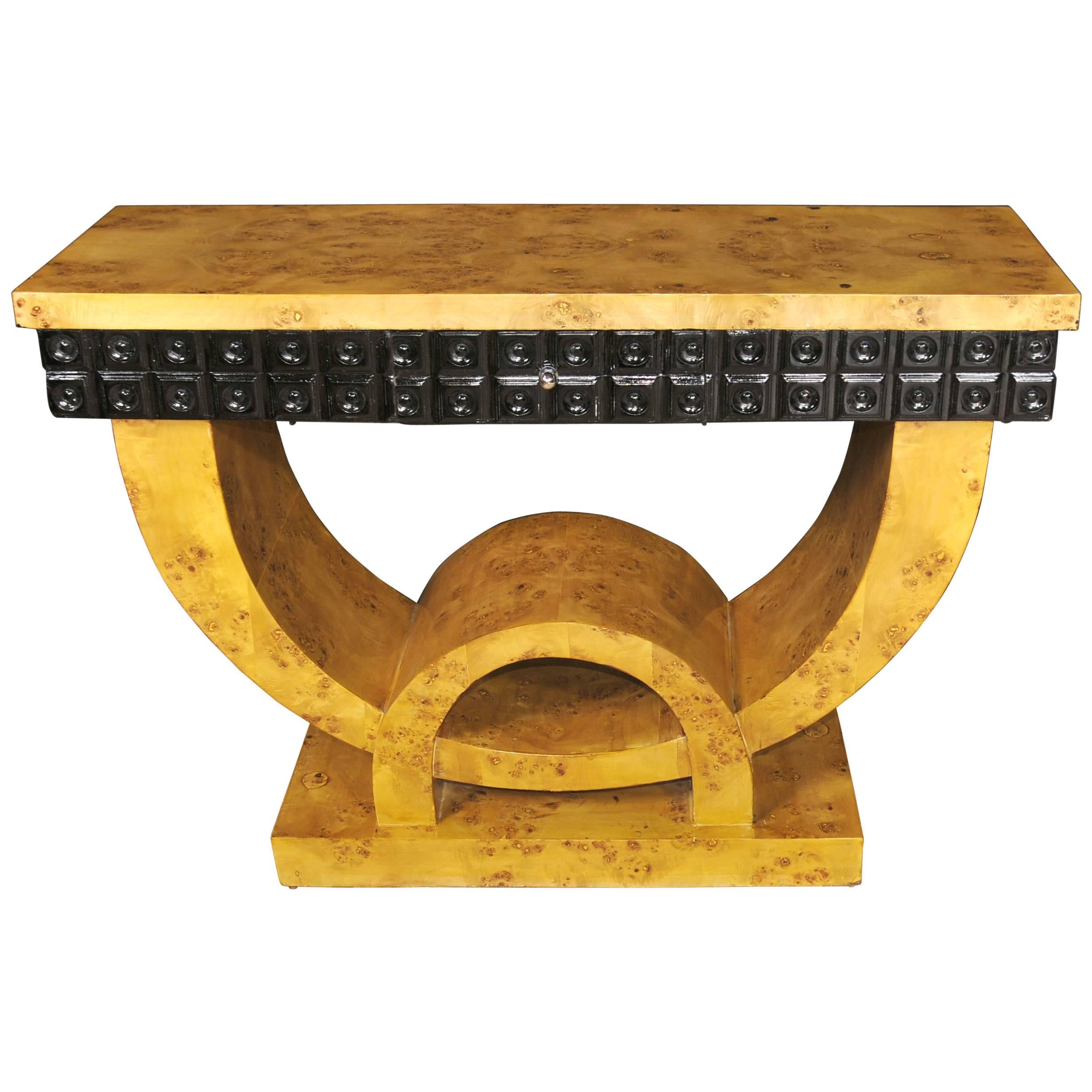 Art Deco Style Console Table Blonde Walnut Hall Tables For Sale
