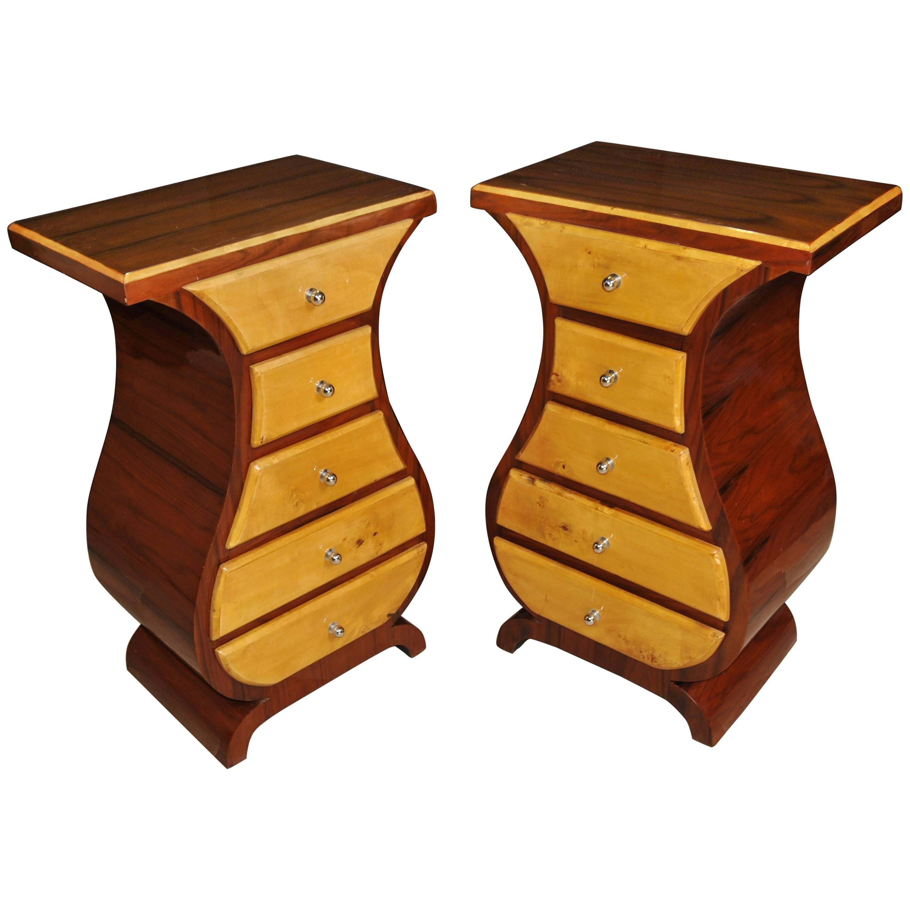 Pair of Art Deco Style Bedside Chests/ Nightstands Modernist Furniture For Sale