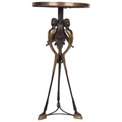 Bronzed and Burnished Metal Empire Style Pedestal with Marble Top