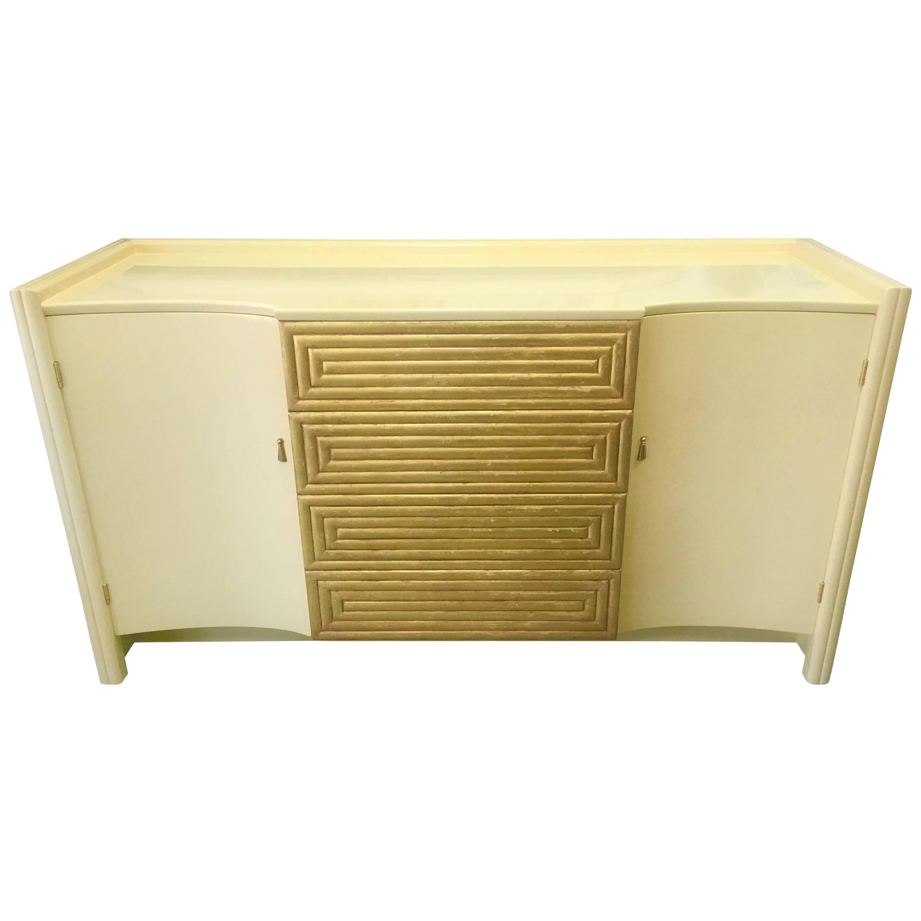 Very Rare Cream Lacquer Buffet by Johann Tapp for Gumps, circa 1940 For Sale