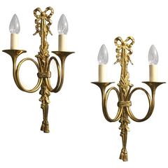 French Pair of Twin Arm Wall Lights