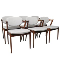 Set of Six Dining Room Chairs, Model 42 by Kai Kristiansen, 1960s