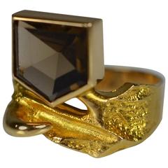 Lapponia Gold Ring with a Smoky Quartz, 1976